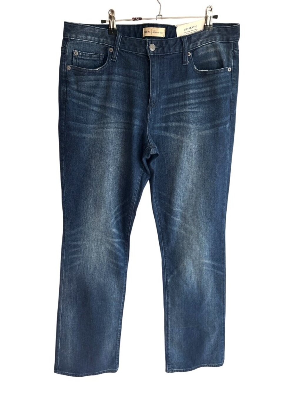 Vintage NWT Gap 1969 Perfect Bootcut Jeans Sz 32R Whiskered Mid Rise Blue Denim